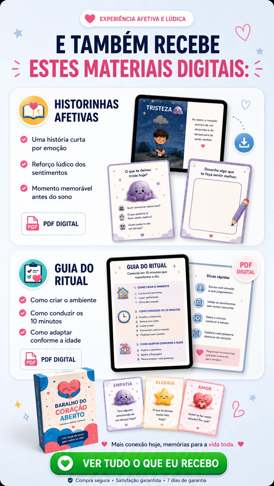 Materiais digitais - historinhas afetivas e guia do ritual